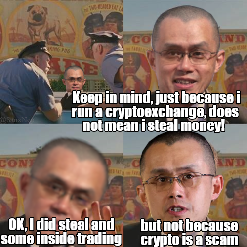 SanxNeo's tweet photo. Given the latest events and that we had already expected it... #Binance will drag #bitcoin to zero #Jail to fraudsters. https://t.co/5mF169bm6O