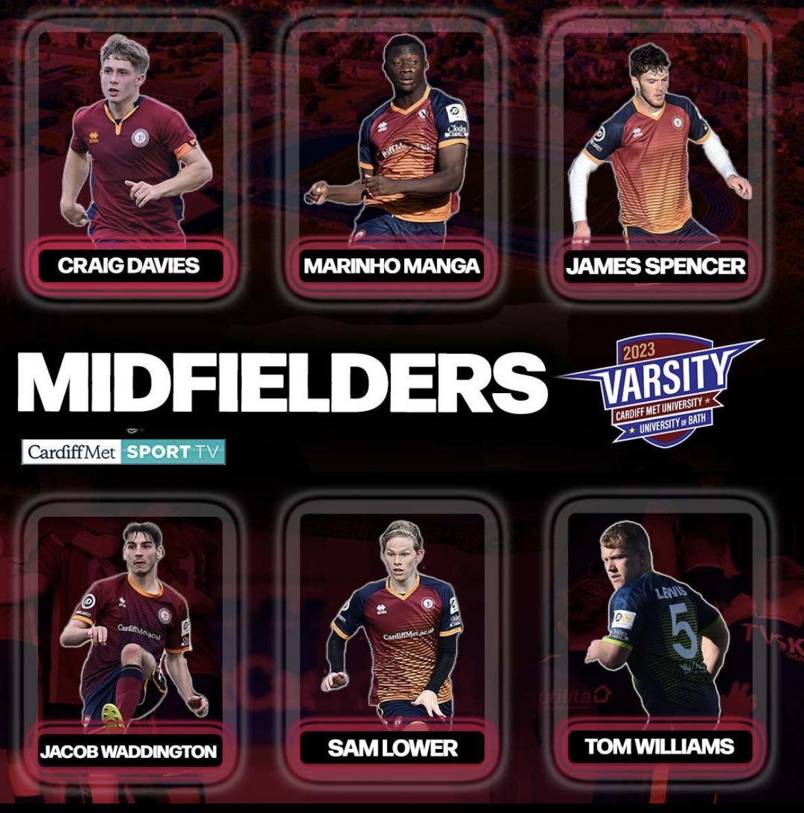 CardiffMetFC's tweet photo. 🚨VARSITY SQUAD 2023 🚨

Kick-off 3PM Wednesday 🏹 https://t.co/hwrVzE4YOU