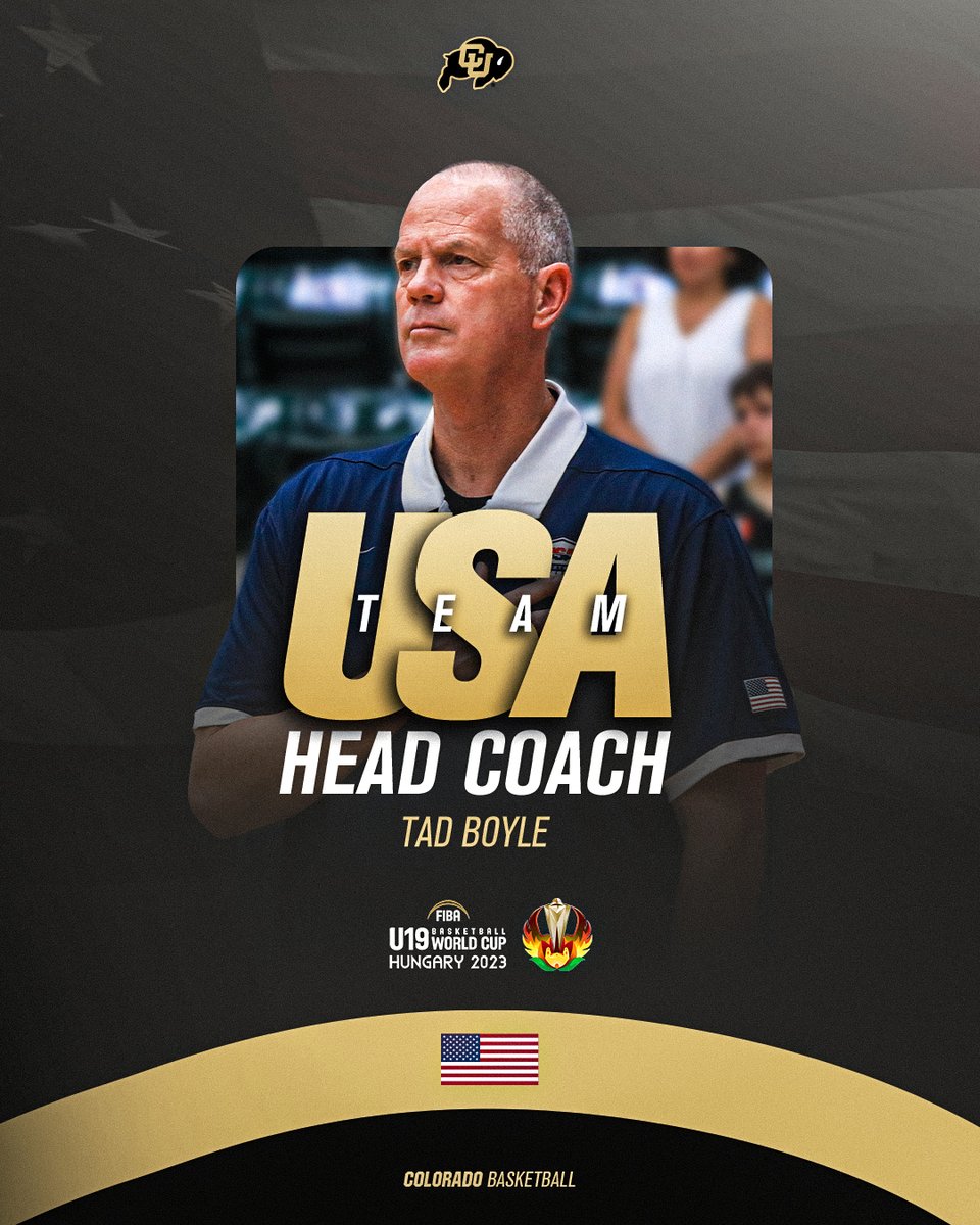 Leading the Red, White & Blue once again 🇺🇸

Tad Boyle announced as the 2023 USA Men’s U19 World Cup Team Head Coach  

#USABMU19