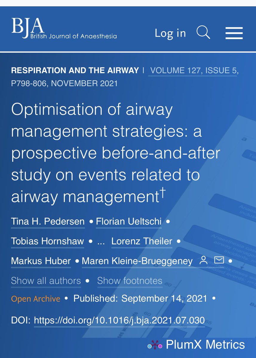 👁️Do you know the incidence of minor and major airway complications at your department? If you want to search & destroy potentially unsafe clinical situations do a short prospective study as we did in Amsterdam and Bern 📖 …-publications.onlinelibrary.wiley.com/doi/10.1111/an… and 📖 bjanaesthesia.org/article/S0007-……