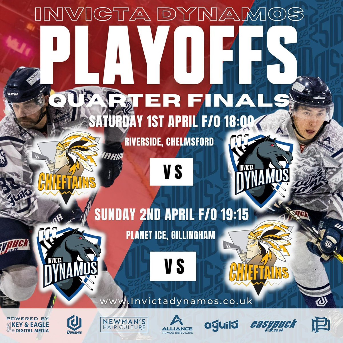 InvictaDynamos's tweet photo. ITS PLAY OFF TIME!

Following an amazing night last night and success in the CUP FINAL we now look ahead to the Play Offs and yet another date with @chiefsicehockey

Played across 2 legs, with the winner going through to a Semi Final battle at the NIHL S1 Finals Weekend in MK! https://t.co/Ptj9uo3lVh