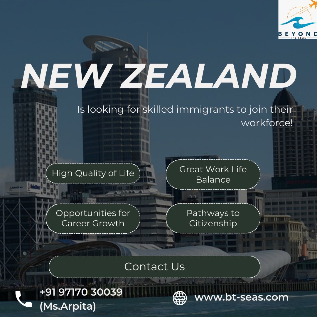 New Zealand Is looking for skilled immigrants to join their workforce! 

 #canada #Canada150 #canadaday #canadalife #kisikabhaikisikijaan #bankjobs #yrf #qatar #qatarjobs #salmankhan #shahrukhkhan #srk #pathaan #jobs #urgenthiring #jobseeker #digitalmarketing  #beyondtheseasllp