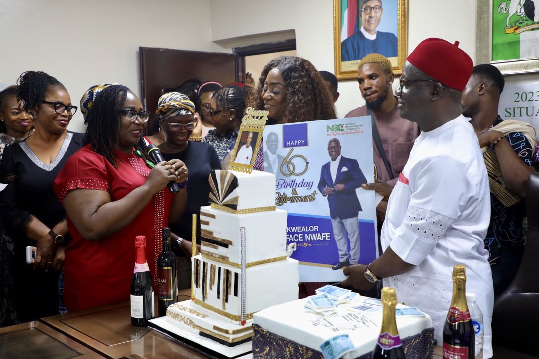 nbcgovng's tweet photo. PHOTO NEWS: Director, Finance and Accounts, National Broadcasting Commission, Mr. Boniface Nwafe Ekwealor bows out of public service…. https://t.co/pw0aYQIThL https://t.co/IVn4YCkx9J