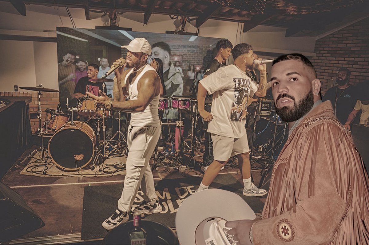 Somdefaculdade's tweet photo. Real motivo do Drake não ir ao Lollapalooza foi pq tava no show do SOM DE FACULDADE… e digo mais, ainda foi fantasiado achando que ninguém iria reconhece-lo 👀😂 https://t.co/eG0u0ljalw