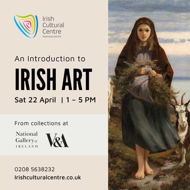 🗓️Sat 22 April 2023 ⏰1pm-5pm Don't miss our new short course - An Introduction to #IrishArt ☘️🖼 Focusing on two collections from @NGIreland & @V_and_A (includes an in-person tour). Lead by Jenny Phelan, art history expert at the V&A. Book here ➡️🔗bit.ly/3FTiCwt