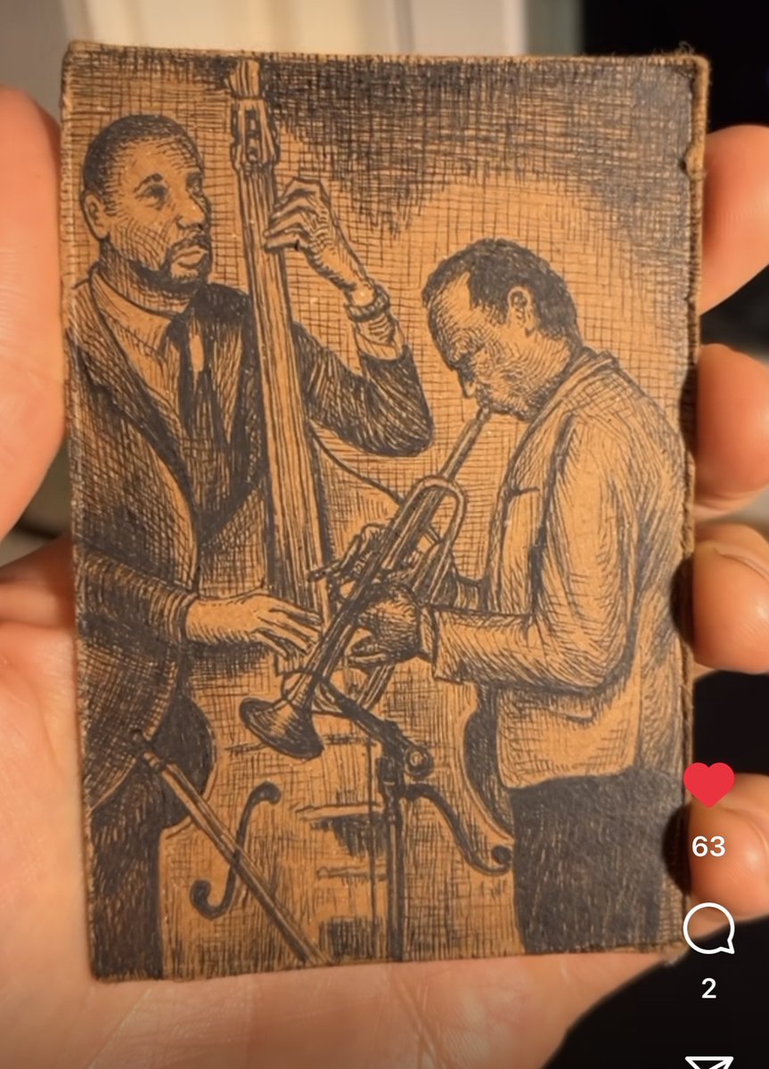 RonCarterBass's tweet photo. Today for #Mutualappreciationmonday I am honoring Dave Yasenchak who created this beautiful portrait of Miles and me.  Thank you Mr. Yasenchak for sharing your art with me and with the world. #planetelegance #roncarter #jazz https://t.co/rpQonS3uvu