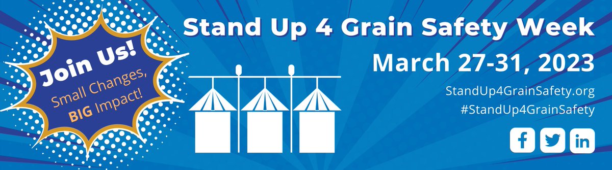 Viafield's tweet photo. This week is Stand Up 4 Grain Safety Week! Every year hundreds of employees within the grain industry are injured or die from preventable hazards while working in grain storage and handling. Safety doesn’t need to be big to be effective. Learn more at https://t.co/K83iWcRGAj https://t.co/LLgm5HFmPm