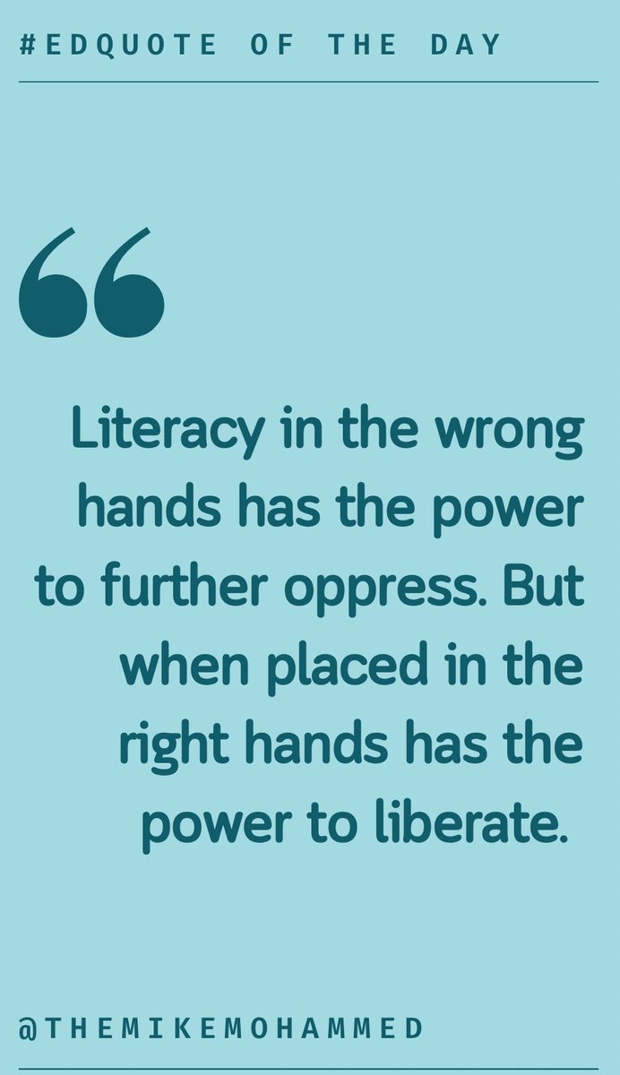 TheMikeMohammed's tweet photo. #edquote of the day - How can #educators harness #literacy through #antioppressivepractice - How can #educators ensure, the #literacy #learning their Ss receive is free from #oppression &amp; challenges white supremacy! #literacyforall #realworldliteracy #21stcenturyliteracy https://t.co/UknT7tcdUy