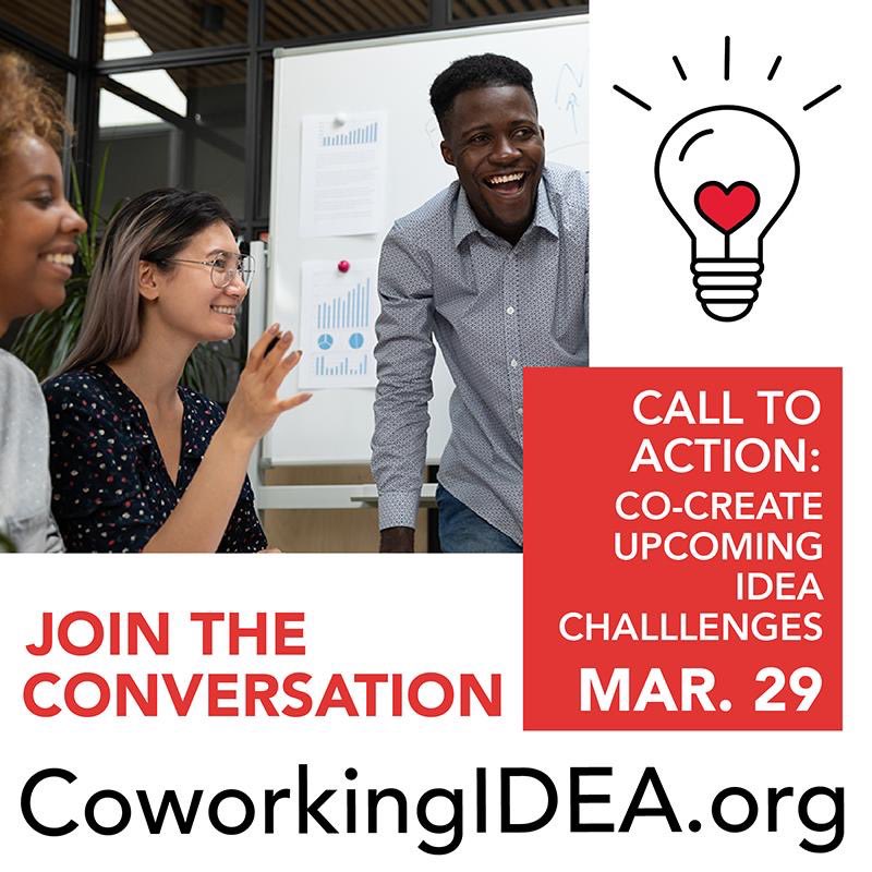 On March 29th we’ll co-create upcoming #IDEA Challenges. All are welcome! We gather to suggest themes &amp; facilitators, and goals for the IDEA Project. Which topics are relevant in your communities? What resources would be helpful? Join the conversation: coworkingidea.org/2023/03/23/mar…