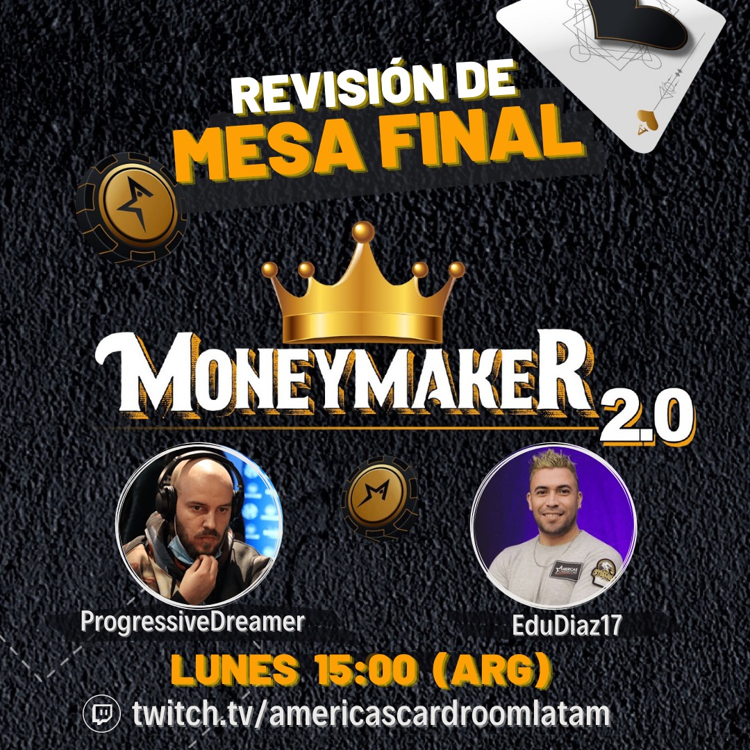 edudiazpoker's tweet photo. 🦅Hoy Revision Mesa Final 🦅
 💰 $86 Moneymaker (Game 3) 💰
🚨 https://t.co/MZ5ZijBZjy🚨
SORTEO 🎟️TKT x 5 de $4.40 🎟️P/ jugar los satelites!
Seguir:
☑️@AcrLatam
☑️@APokerbr 
☑️@ProgressiveDre1
☑️@edudiazpoker
☑️❤️+ RT + dejá tu Nick + Tag 3 amigos
 Info➡️ https://t.co/vpe5ijm2ak https://t.co/rTMcblgc90
