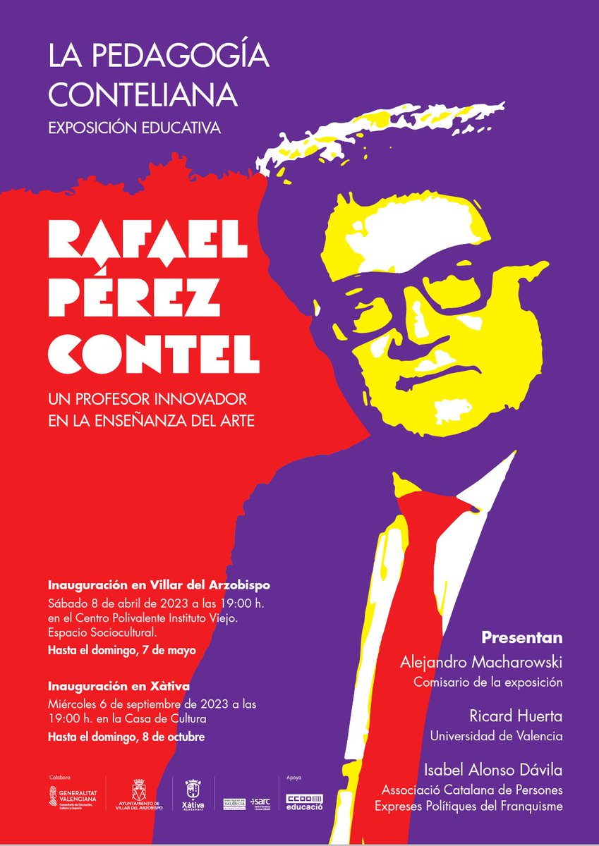 La exposición pedagógica sobre el profesor de ✏️Dibujo Rafael Pérez Contel se inaugura el próximo sábado 🗓️ 8 de abril a las 🕖19:00 h. en el 📌Centro Polivalente Instituto Viejo de <a href="/villararzobispo/">Villar del Arzobispo</a> #Comarcadeloserranos ¡te espero!.