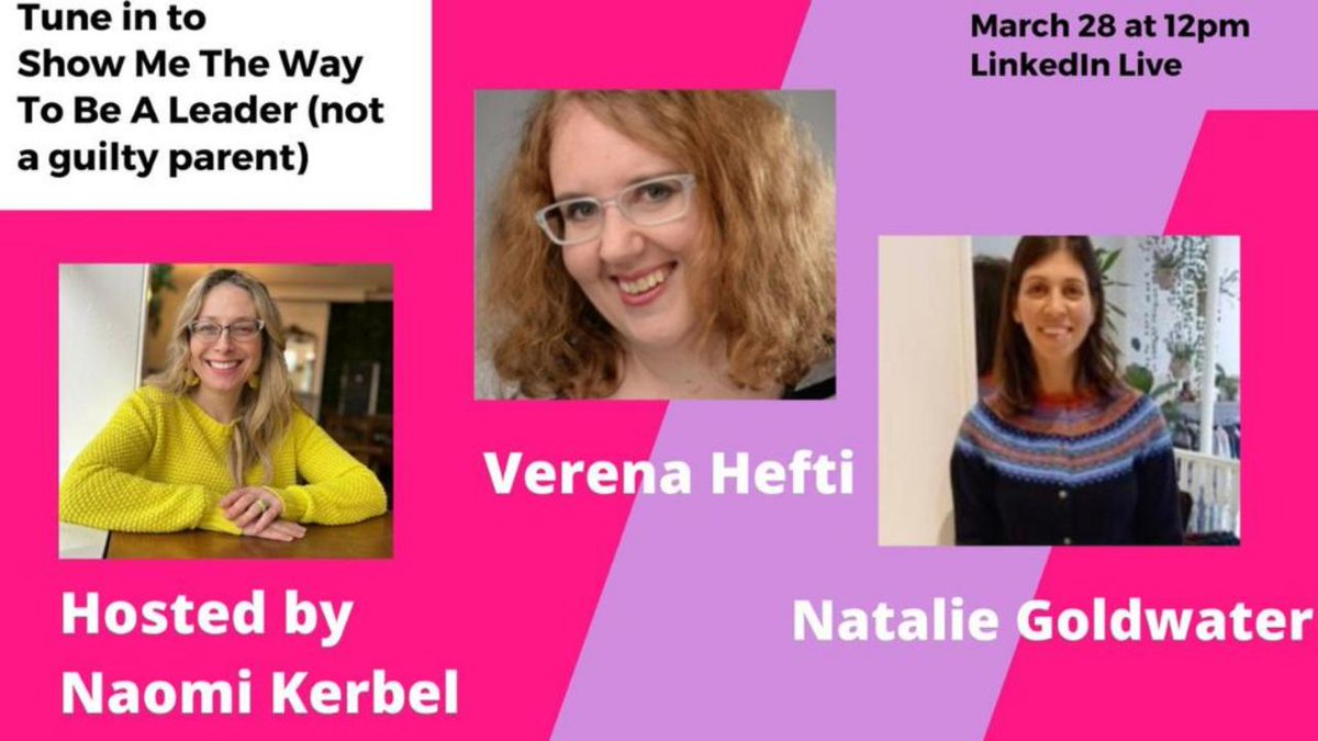 ⚡️ Show Me The Way To Be A Leader (not a guilty parent)

Hear from our CEO &amp; Founder <a href="/VHefti/">Verena Hefti MBE</a> &amp; BBC Global Women in News Network leader <a href="/natalieostroff/">Natalie Goldwater</a> on a Linkedin Live hosted by <a href="/NaomiKerbel/">Naomi Kerbel</a> 

Tune in 28/03 on Linkedin at 12.00pm BST
linkedin.com/events/7046130… 

#WorkingParent