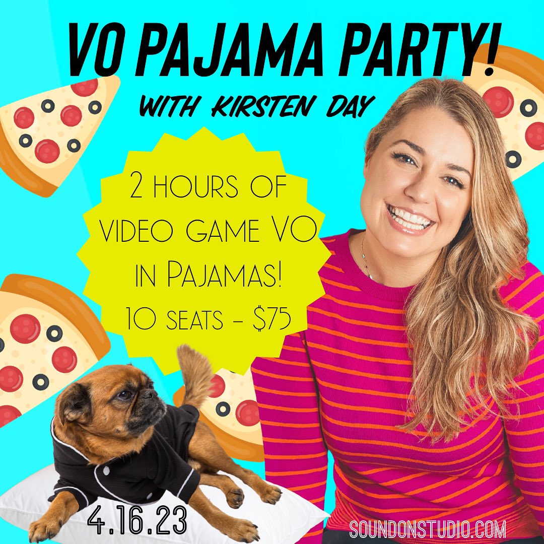 Pajamas? Video Games? Yes please! Join actor @KeerKeer (FE3H, Madden21, Final Fantasy BE) in this 2 hour workshop focused on having fun with video game VO. Only 10 seats available at soundonstudio.com! 🐶🎉 #takeclass #getcozy