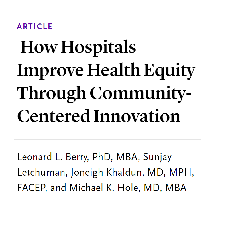 nejmcatalyst's tweet photo. How Hospitals Improve Health Equity Through Community-Centered Innovation: https://t.co/92e0mZkw3S 
@ProfLenBerry @SunjayLetchuman @DrKhaldun @DrMichaelHole @TheIHI @StreetCredUSA @bewellfoxvalley @DESCSeattle @gundersenhealth @thedacare @SanfordHealth @ImpactFactoryUT