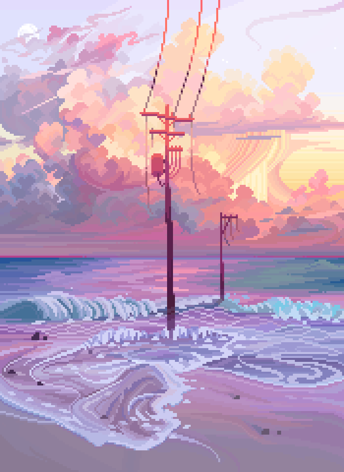 16pxl's tweet image. hiya #VisibleWomen im jubilee and i love drawing moody landscapes with pixel art ✨