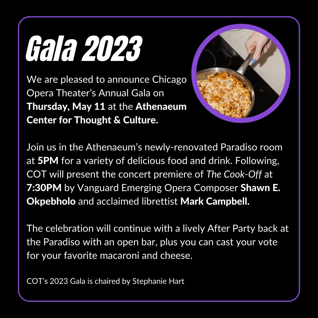 ChicagoOpera's tweet image. Thank you to everyone who contributed to the success of our 2022/2023 mainstage season! 
Keep an eye out for our upcoming ancillary events. Additional information about our upcoming events, head to cot.org #thecookoff #gala #cotcookoff #cotgala #…