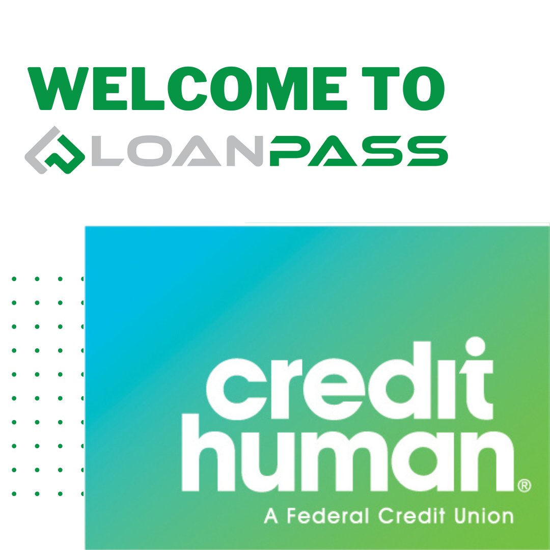 loanpass_'s tweet photo. LoanPASS welcomes another new client! Credit Human offers smart investments, competitive rates, online banking, and more. https://t.co/Jh3fhUvvgr