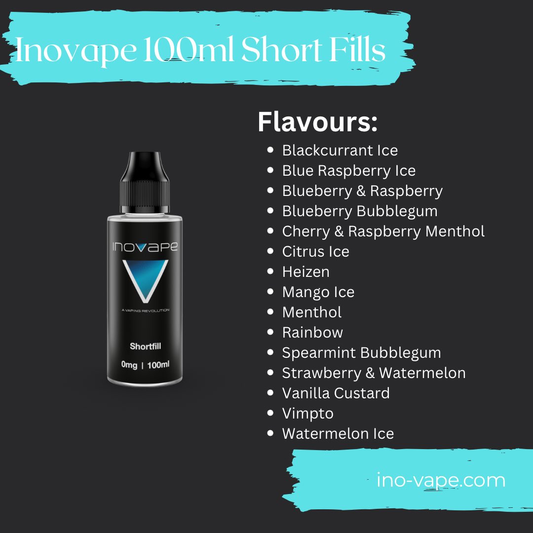 InovapeLtd's tweet photo. Inovape 100ml Short Fills
£9.99 / 3 for £25 🔥 https://t.co/M48xueggya