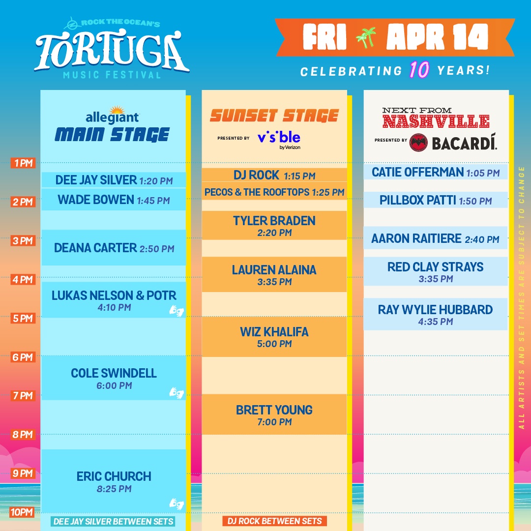 Tortuga Music Festival schedule