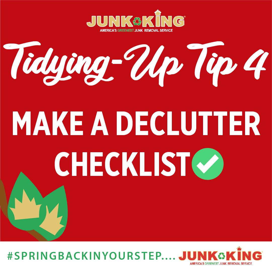 TIDYING UP TIP #4: Who doesn’t like a good checklist! Make a checklist of the spaces you want to clean, and as you empty them out, check them off #SpringBackInYourStep