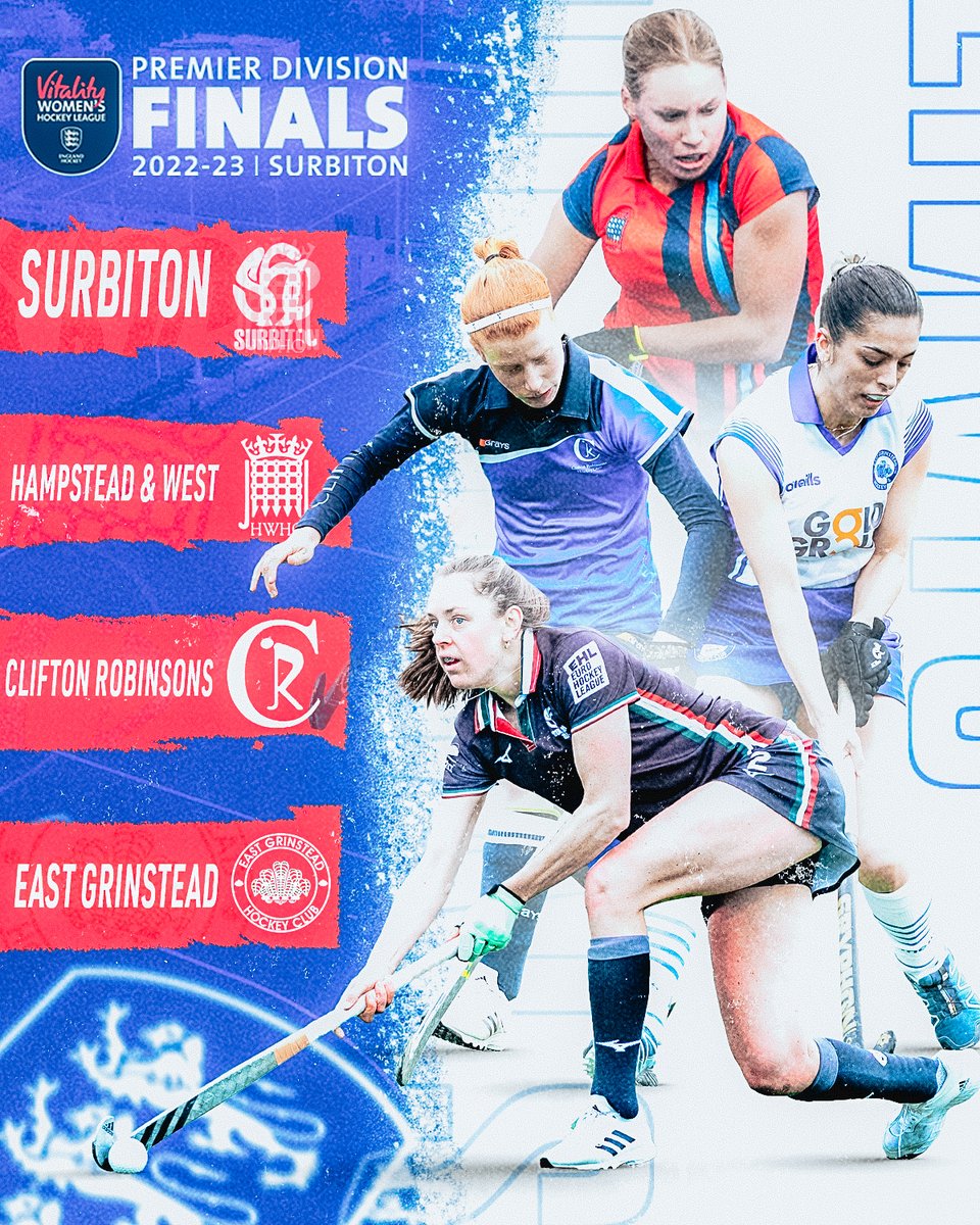 OUR 2023 EHL FINALISTS 🔥 

We can't wait to see all these teams battle it out throughout this weekend! 

1-2 April 2023 @ Surbiton HC

Tickets are on sale now. Come cheer your team on!
shop.ticketing.cm.com/englandhockey