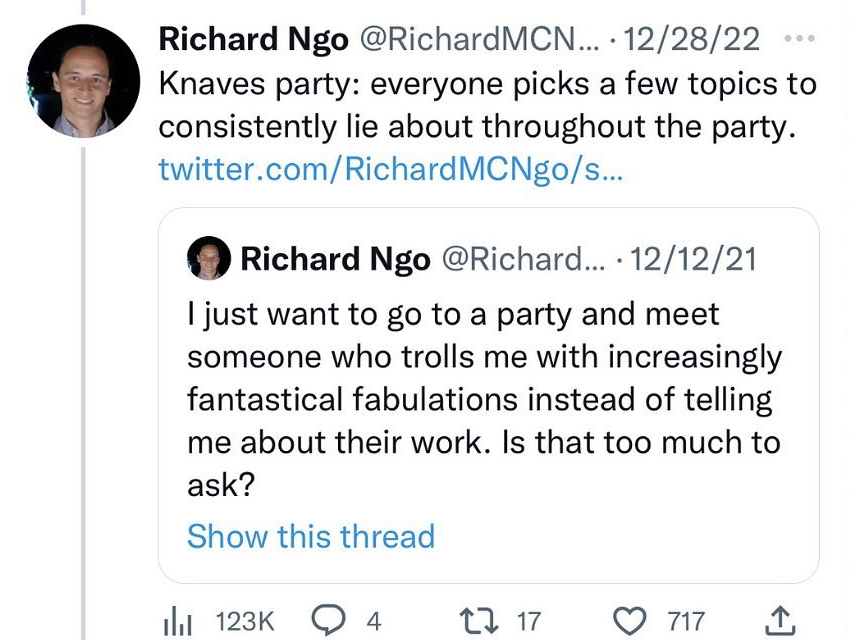 EmilyMakesMaps's tweet photo. @insanerainmusic The last meme I saved was a bunch of screenshots of this thread of unusual themed party ideas. I'm not 100% sure this qualifies as a meme but I feel like it is accurate. https://t.co/I24oU6RJwV