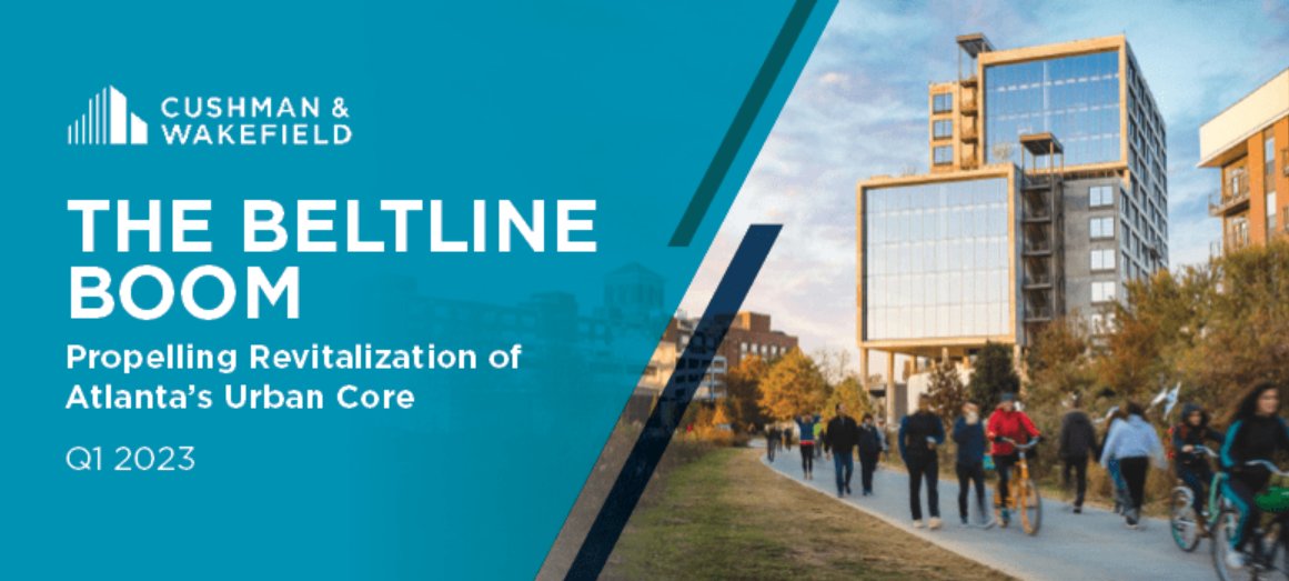 Originally designed to convert an old railroad corridor into a 22-mile pedestrian loop, the Atlanta BeltLine has transformed into a catalyst of real estate &amp; economic change. Read more in our Atlanta BeltLine Boom Update: cushwk.co/3z6Ghpv #CushWake #CRE #Atlanta