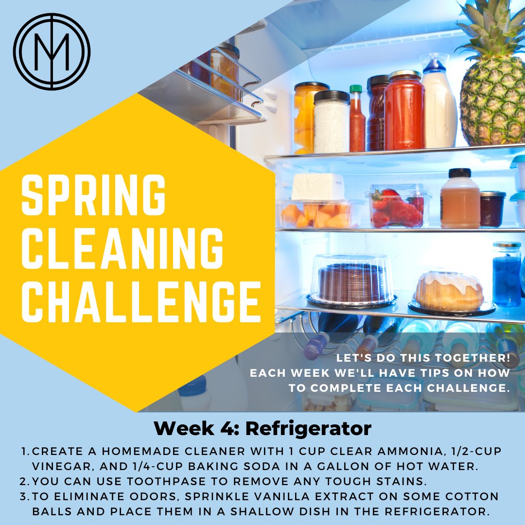 MagApartments's tweet image. It's the final week of our #SpringCleaningChallenge! We hope these tips have helped you get organized for the spring. This last week we are focusing on the refrigerator. These tips will help you keep your fridge clean and smelling fresh! Thank you again for joining our challenge!