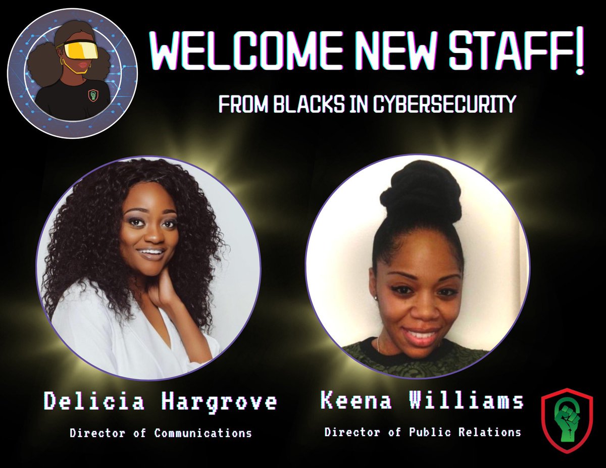 BlackInCyberCo1's tweet photo. π©πΎβπ»π Welcome our newest team members to the Communications Department and Public Relations Department!
#BlacksInCyber #BlackInCyber #BWIC #BWICPanel #Cybersecurity #BlackWomenInCyber #WomenInCyber #BlackTechTwitter #BWIC_Spotlight https://t.co/pDpV5aZtLr