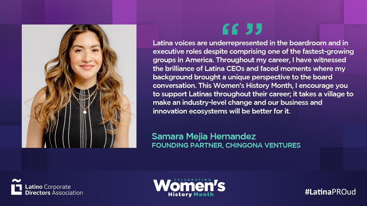 Latino Directors (@latinodirectors) on Twitter photo LCDA is honored to celebrate women and LCDA’s Latina leaders, during #WomensHistoryMonth and Beyond!
We are proud to highlight <a href="/SamaraMHernandz/">Samara M Hernandez</a> and the vast wealth of #Latina talent she brings to both the boardroom and at the C-level.
buff.ly/3yBUJ8I
#LatinaPROud LCDA is honored to celebrate women and LCDA’s Latina leaders, during #WomensHistoryMonth and Beyond!
We are proud to highlight <a href="/SamaraMHernandz/">Samara M Hernandez</a> and the vast wealth of #Latina talent she brings to both the boardroom and at the C-level.
buff.ly/3yBUJ8I
#LatinaPROud