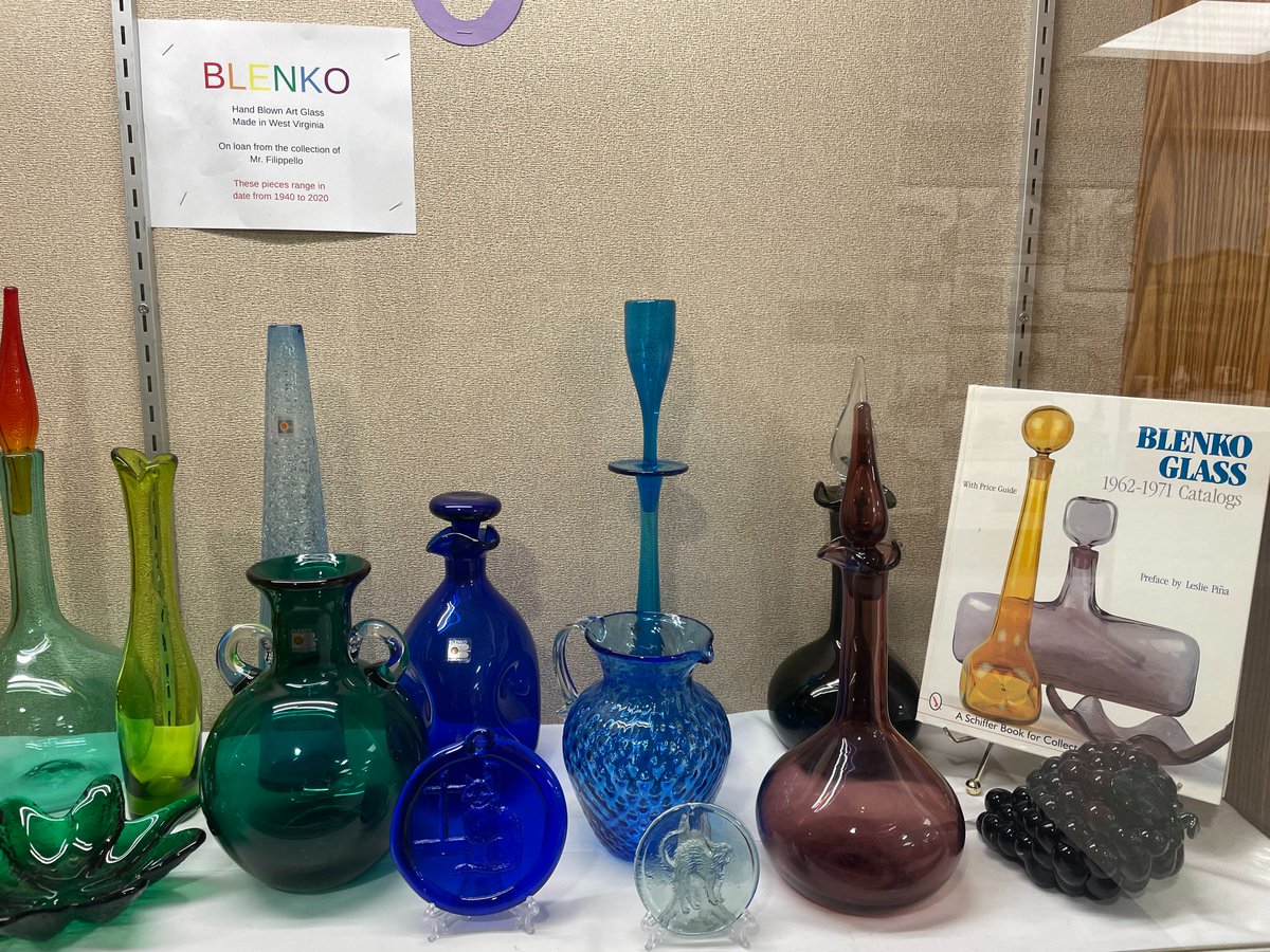 KD Media Center--Blenko glass, on loan from Mr. Filippello, displayed in the media center's showcase.