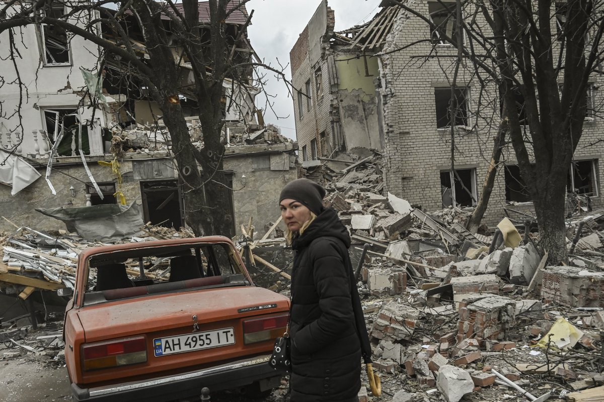 In the city of #Sloviansk in eastern #Ukraine on March 27, after a deadly strike.
