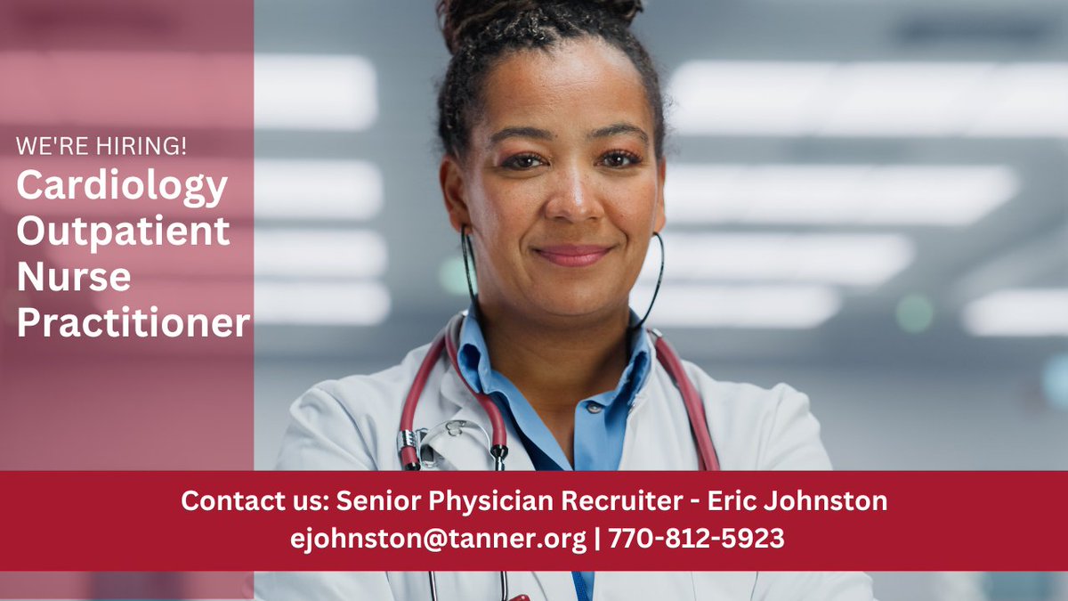 tannercareers's tweet image. Tanner Health System is hiring an experienced cardiology-trained Nurse Practitioner or Physician Assistant to join our rapidly expanding Heart and Vascular service line.

To learn more, visit: bit.ly/3TNMVuk 

#ExperienceTanner #TannerCareers #TannerHealthSystem