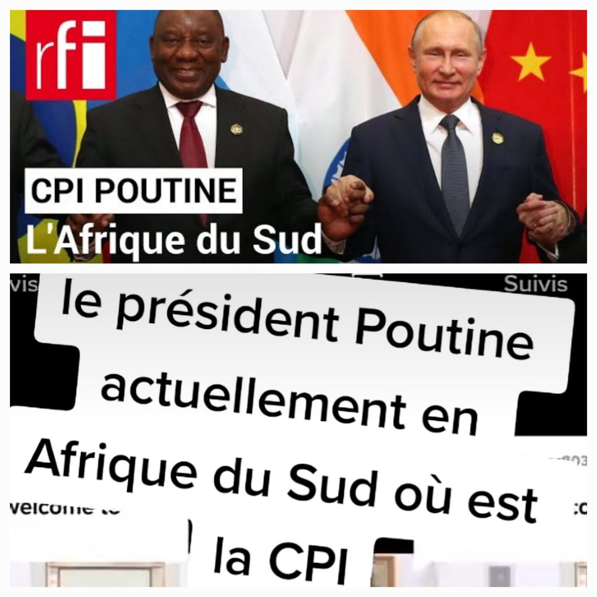 Le president Poutine est a l' afrique du sud on demamde ou est la CPI , nous entendons que vous puisse aller arreté Poutine, vous jouez avec les africain. Le congolais va frapper Rwanda et Vous venez arrêter président Félix.