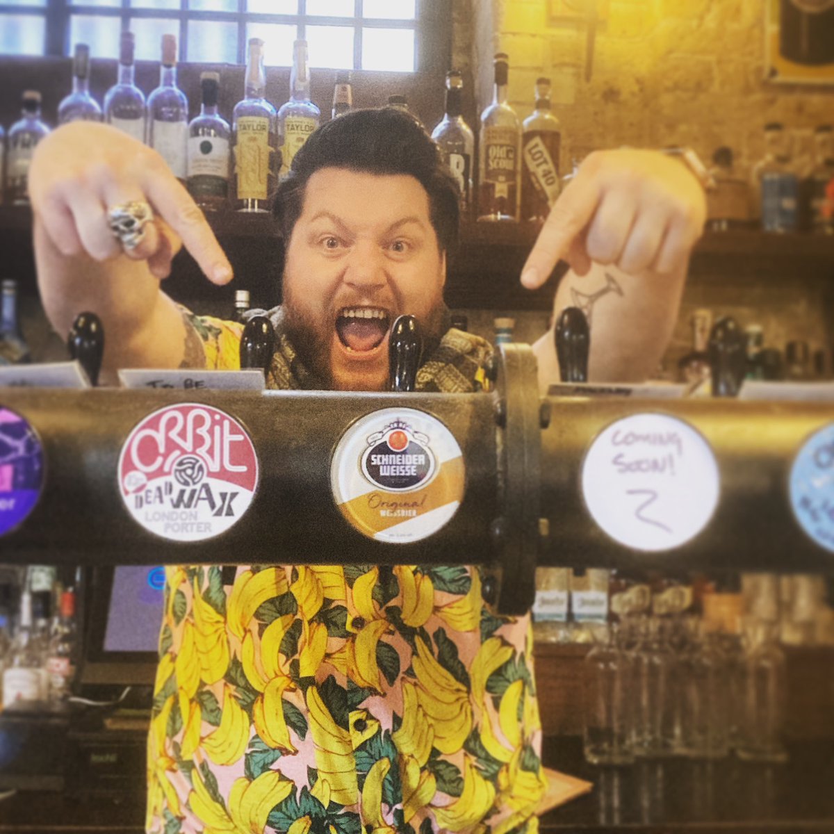 craftbeercoEC3's tweet photo. BANANAS BANANAS BANANAS!! Our Josh is going bananas over the @schneiderweisse Tap 7. The yeast gives it a unique banana flavour! Pop into see us to talk more about yeast or indeed bananas!
#craftbeerco #craftbeer #londonpub #thegherkin #stmaryaxe #bananas #schniederwisse https://t.co/srj110BANB