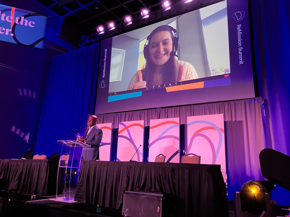 ReMissionSummit's tweet photo. The 2023 Bret Hale Memorial #ReMissionAlliance Scholarship recipient is @USouthFlorida student Laura Jo Koppitch, who fought optic glioma &amp; now hopes to become an occupational therapist. “We have no doubt you’ll be successful in your aspirations to help others”-Dr. Duane Mitchell https://t.co/gRPiIU5KPz