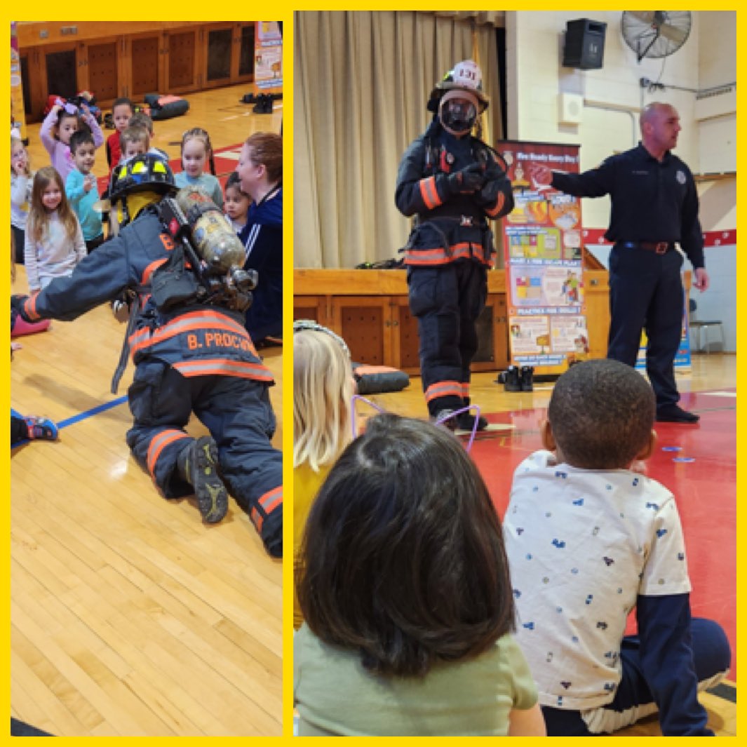 Our Pre-K &amp; Kinder Bulldogs learned about fire safety with Firefighters Brian &amp; Ryan. Thank you for teaching us how to be “fire smart” every day. 🐾🚒 #HTPScommunityengagement #firesafety