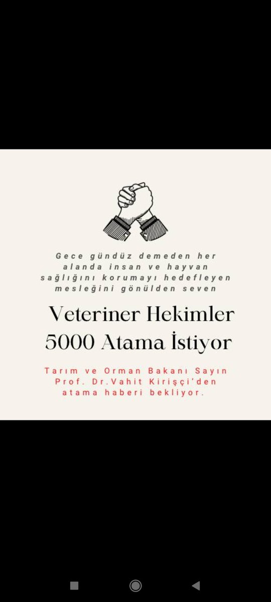 <a href="/RTErdogan/">Recep Tayyip Erdoğan</a> 📌MEB 45.000
📌Sağlık Bakanlığı 42.500
📌Adalet Bakanlığı 18.305
📌Milli Savunma 30.062

Yeni personel alacak.

Peki ya Tarım ve Orman Bakanlığı❓️

<a href="/RTErdogan/">Recep Tayyip Erdoğan</a> <a href="/fuatoktay/">Fuat Oktay</a> <a href="/VahitKirisci/">Prof.Dr.Vahit Kirişci</a> <a href="/TCTarim/">T.C. Tarım ve Orman Bakanlığı</a> <a href="/drnihatpakdil/">Dr. Nihat Pakdil</a> <a href="/ademdinc_/">Adem Dinç</a> <a href="/fsatici/">Fatih SATICI</a> #OYum5BinVeterinerHekimAtayana