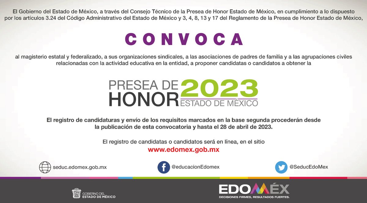 ALMAZANFRANCISC's tweet photo. ⚠️Atención ⚠️ | Ya puedes Consultar la Convocatoria para la #PreseaDeHonorEdoméx2023,  tienes hasta el 28 de abril de 2023 para realizar el registro de tus candidatas o candidatos, donde el registro será en línea https://t.co/qieu9BLhWw https://t.co/rZ5y9hGPiI