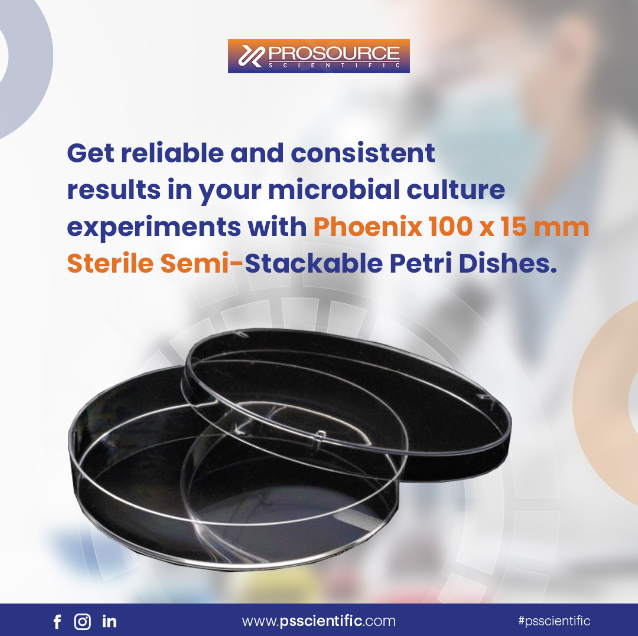 PSScientific's tweet image. Take your microbial culture experiments to the next level with Phoenix 100 x 15 mm Sterile Semi-Stackable Petri Dishes.

#prosourcescientific #filtration #labware #labmarket #biochemistry #labscience #labservices  #laboratorysupply #labsupplycompany #canada
