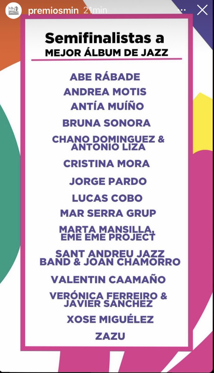 Felices de ser semifinalistas en los <a href="/PremiosMIN/">Premios MIN</a> junto con <a href="/guitar_javi/">Javier Sánchez</a> en las categorías de Mejor álbum de jazz y mejor álbum en gallego. A ver si hay suerte !!! ♥️ #PremiosMIN2023 #MUSIC #gallego #jazz #premios