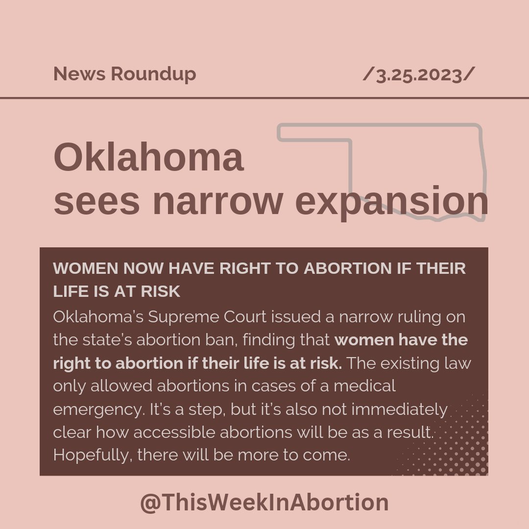 WeekInAbortion's tweet photo. Check out the newsletter from this week to keep up to date on state and local happenings!

#abortionaccess #abortion #thisweekinabortion #WomensHealth #massachusetts #hawaii #Wyoming #oklahoma https://t.co/HwoT8r1EYm