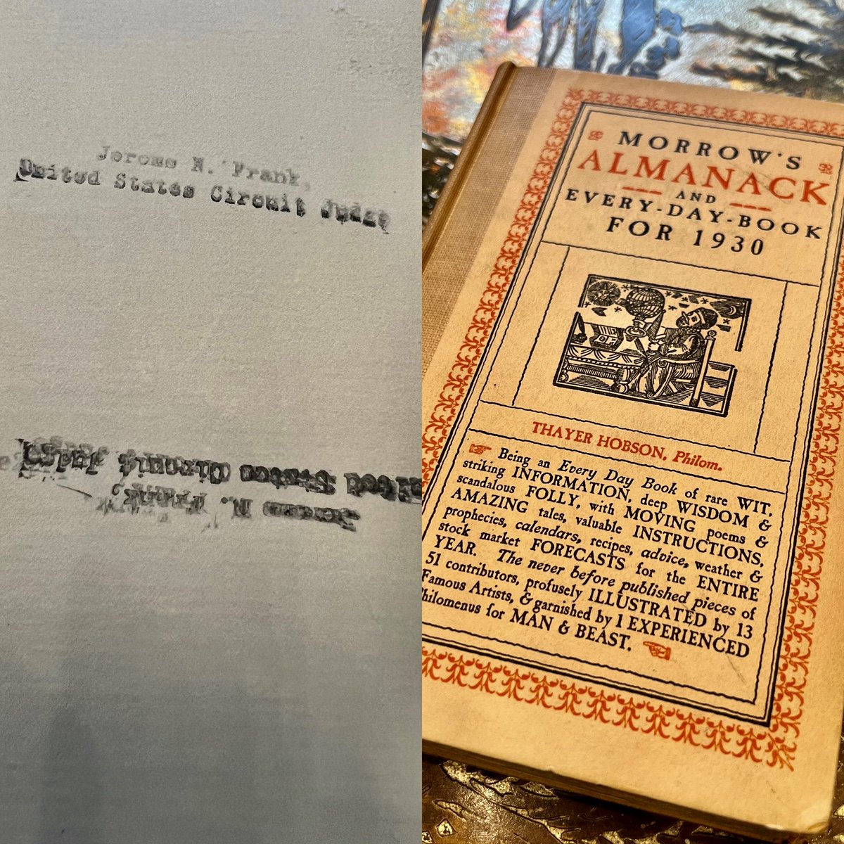 Bryan A. Garner (@bryanagarner) on Twitter photo Just wondering why I’d keep a 1930 almanac. But inside I rediscovered the book stamp of Judge Jerome Frank of the Second Circuit.
That’s why.
#books #secondcircuit <a href="/uscourts/">United States Courts</a> <a href="/USCourtsCA10/">USCourtsCA10</a> <a href="/2ndcircuitblog/"><a href="/2ndCircuit/">2nd Circuit</a>Blog</a> #appellatetwitter @2ndcircuit #ca2 Just wondering why I’d keep a 1930 almanac. But inside I rediscovered the book stamp of Judge Jerome Frank of the Second Circuit.
That’s why.
#books #secondcircuit <a href="/uscourts/">United States Courts</a> <a href="/USCourtsCA10/">USCourtsCA10</a> <a href="/2ndcircuitblog/"><a href="/2ndCircuit/">2nd Circuit</a>Blog</a> #appellatetwitter @2ndcircuit #ca2