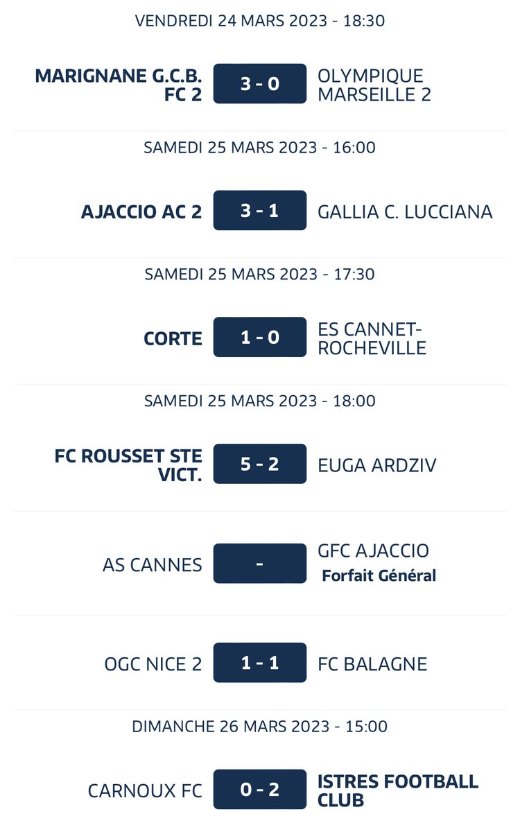 treize013's tweet image. ℹ️ Après sa défaite face au #MGCB (3-0), la réserve de l’#OM se positionne à la 5ème place de la Poule Corse/Méditerranée en National 3. Prochain match le 01/04/23 avec la réception de l’#USCC.

#TeamOM 🔵⚪️