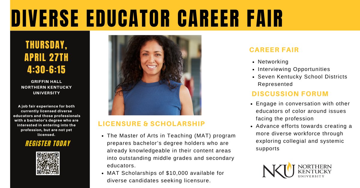 Come see us at the NKU Diverse Educator Career Fair on April 27th 4:30-6:15 in Griffin Hall.  We're excited to meet you!