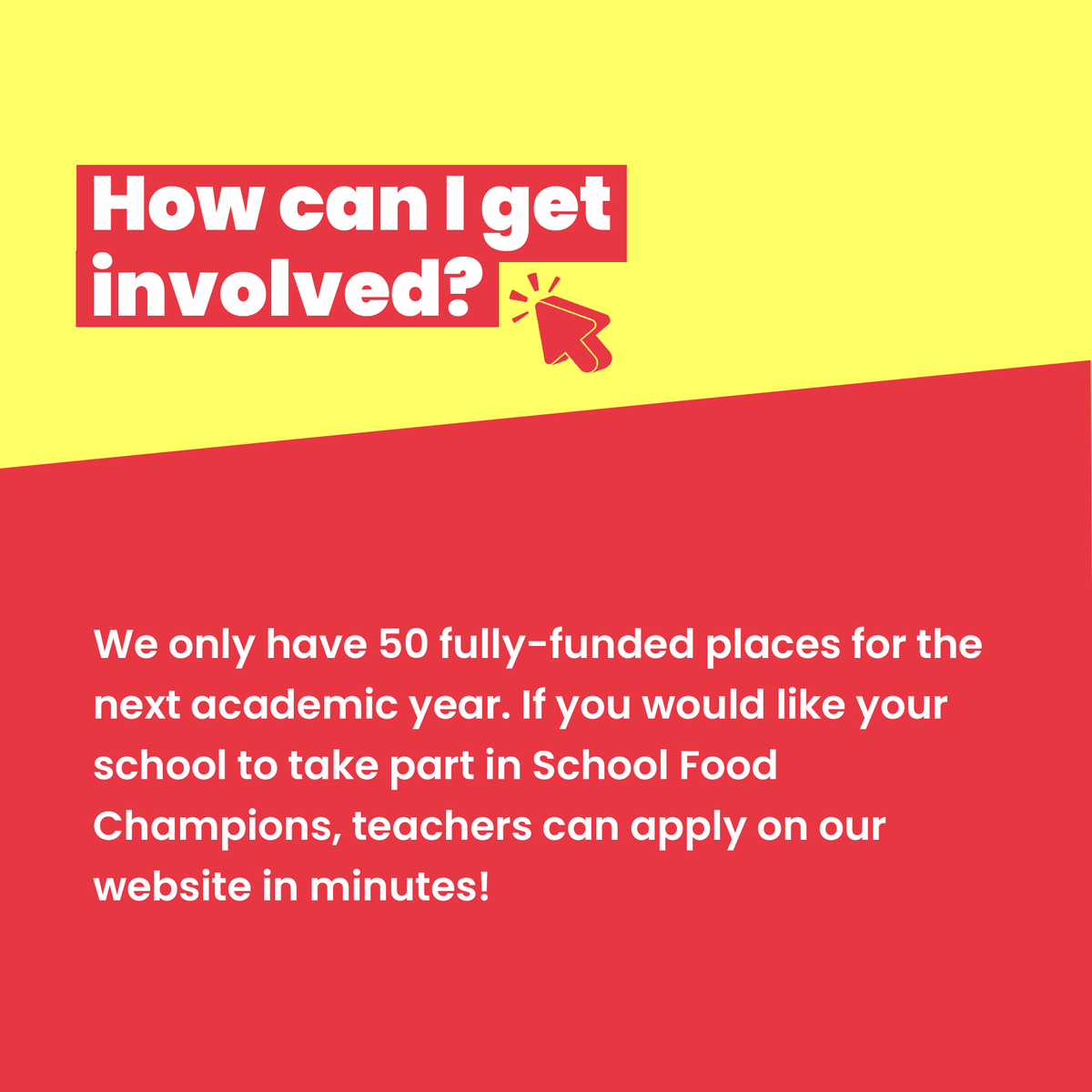 Applications for #SchoolFoodChampions are open 👏

🤝Young people leading change
💷FULLY FUNDED
🏫A movement of 15,000 KS3 pupils
🪧Teaching skills in campaigning and #SocialAction
🙌Put child health first in your school canteen

Apply here — bb2030.co/pD2f #EduTwitter