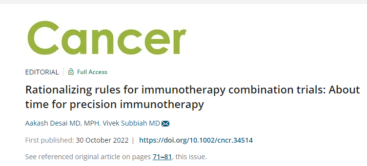 ADesaiMD's tweet photo. @JournalCancer Now it is about ⏲️for 🎯#immunotherapy
💉 #ICI has revolutionized #cancer Rx 
🔬 A precision-driven approach in #ICI can identify successful #combinations and improve outcomes for #cancer patients. #ACSCancerChat @VSubbiah @nehakred @JournalCancer https://t.co/vIfGFPOmdQ https://t.co/KLvZ5x0nVI