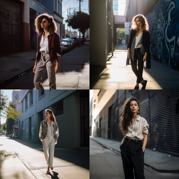 Street style full-body photo of a woman, shot on Afga Vista 400, natural lighting --seed 1 --v 5