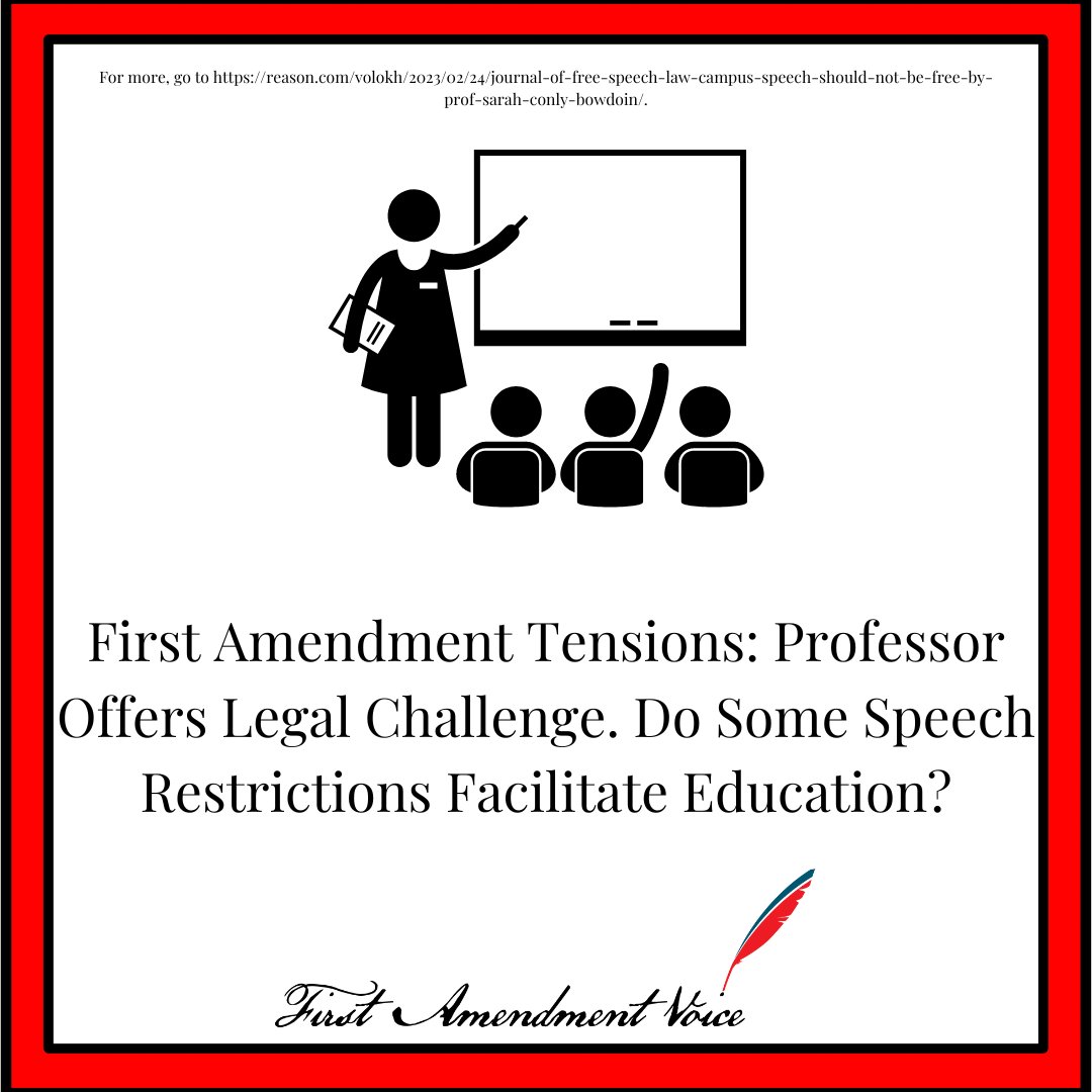 1st_amend's tweet photo. A professor at a college in Maine is
arguing for restrictions on certain types of speech in
educational settings. That leads to the question: does
meeting the goal of providing and promoting education
mean having to limit what is said? What do you all
say? https://t.co/sS1BQggdTL