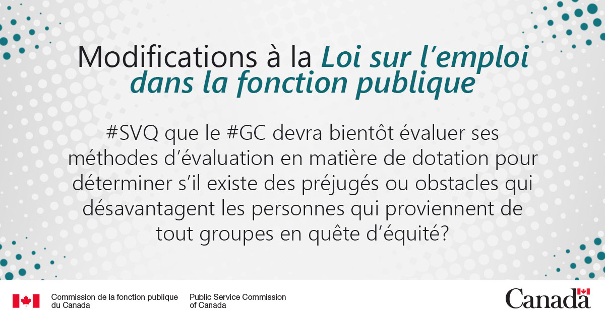Conseillers  en RH   et gestionnaires d'embauche du #GC: la CFP a publié un nouveau guide pour atténuer les préjugés et obstacles dans les méthodes d’évaluation: ow.ly/CbKy50NmCnF (lien accessible sur le réseau du GC)
